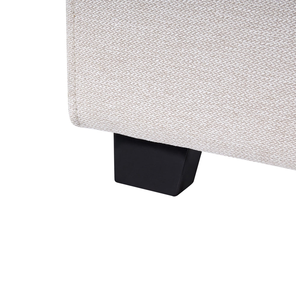 Letto matrimoniale in tessuto bianco sporco 180 x 200 stile retrò minimalista