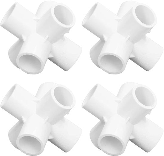 Connettore a 6 vie con design di gomito - Fitting in PVC - Connettore in plastica - Slitta fissa - Per uso interno/esterno - 20 mm diametro interno - Fitting di tubo