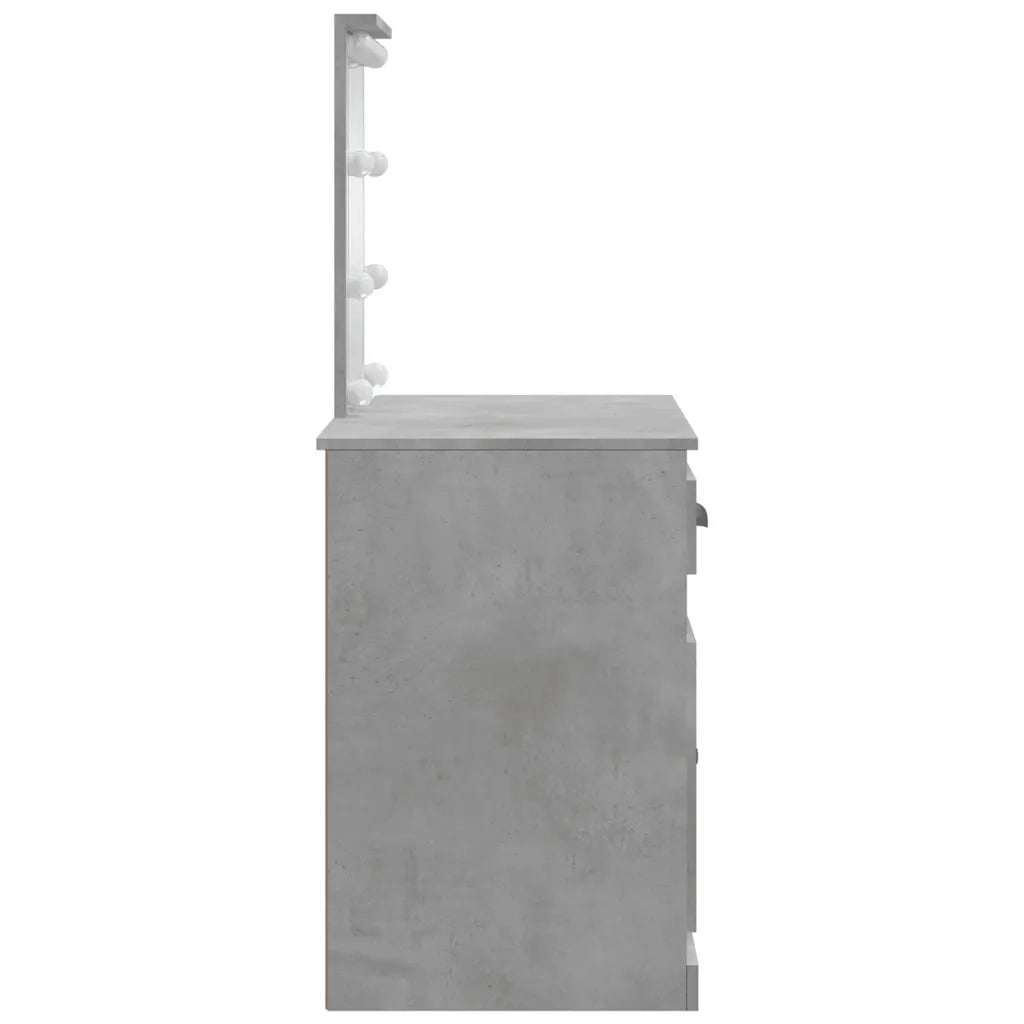Toeletta | Tavolo da Trucco con Luci LED Grigio Cemento 90x42x132,5 cm