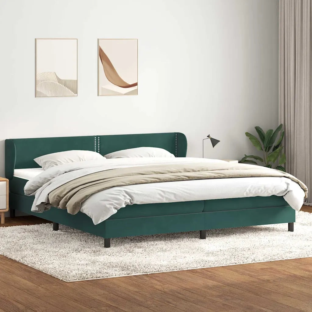 vidaXL Giroletto a Molle con Materassi Verde Scuro 180x220 cm Velluto