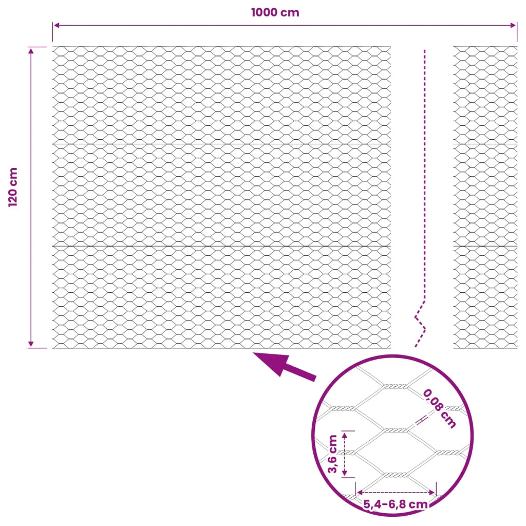 Recinzione Esagonale 1,2 x 10 m PVC Grigio 42005499