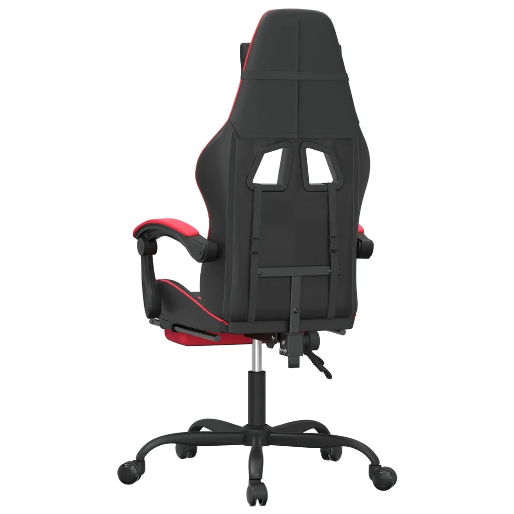 Sedia da Gaming con Poggiapiedi Nero e Rosso in Similpelle cod mxl 75796
