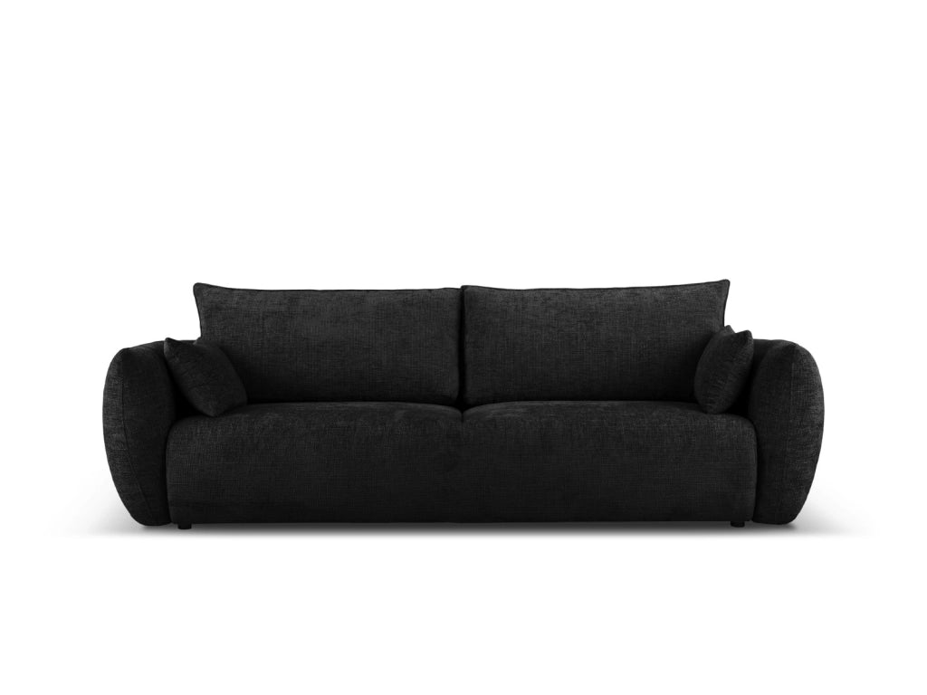 Cosmopolitan Design - Divano convertibile con contenitore "Matera" 3 posti in ciniglia nero 