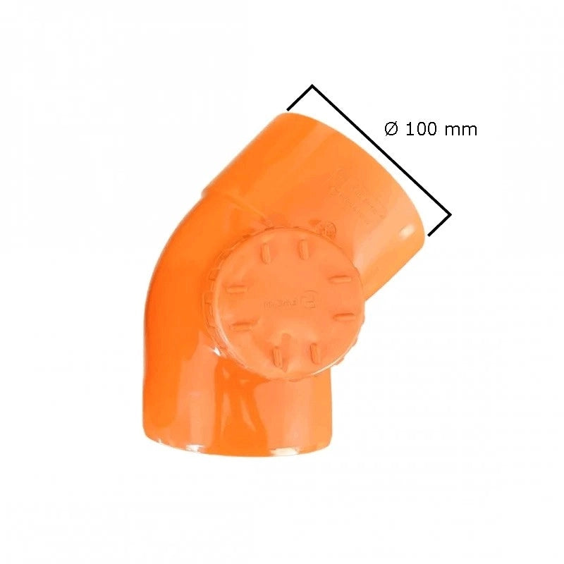Curva 45° con tappo ispezione in pvc : Diametro - 100, Modello - Destra
