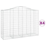 Set di 4 gabbioni ad arco per recinzione gabbia o muro di contenimento 200 x 50 x 140/160 cm ferro zincato argento 02_0041441