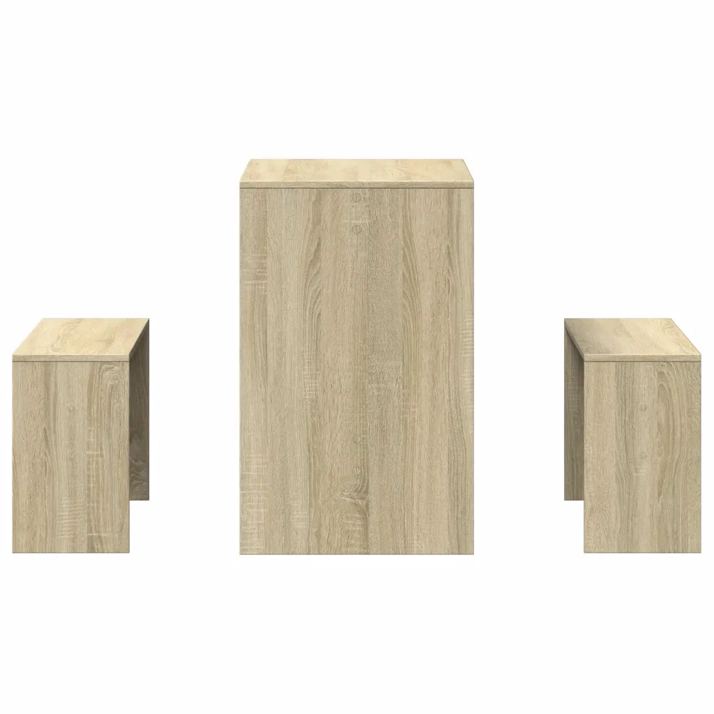 vidaXL Set Tavolo da Pranzo e Panche 3 pz Rovere Sonoma in Truciolato