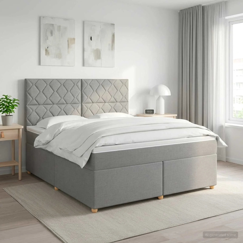 Letto box spring con materasso Grigio Chiaro 140 x 200 cm 3455371