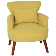 Poltrona moderna con braccioli e cuscino lombare ¨C zephmum ¨C gialla, gambe in legno di gomma