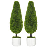 Cipresso artificiale, set da 2, 90 cm, pianta d'appartamento artificiale in vaso con muschio artificiale per decorazione interna ed esterna