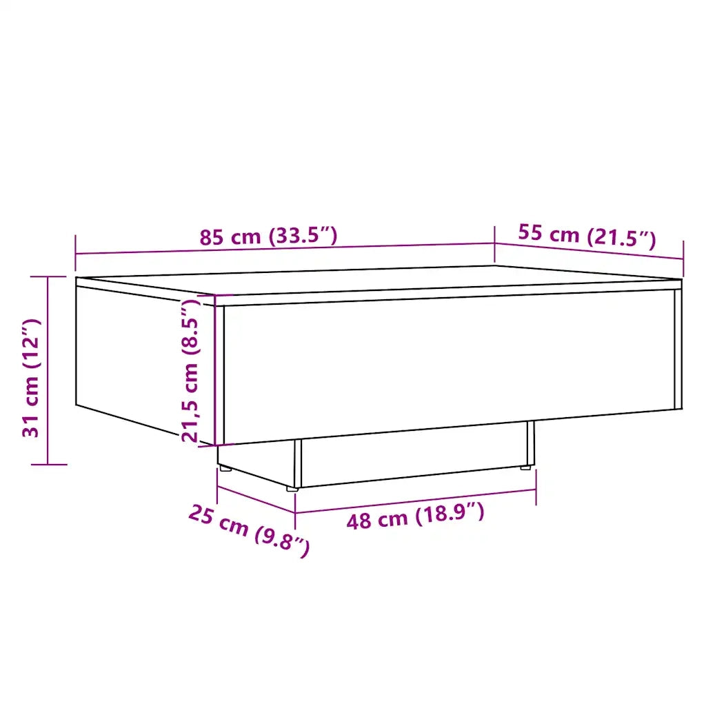 Tavolino da Salotto Legno Antico 85x55x31 cm Legno Multistrato 856402