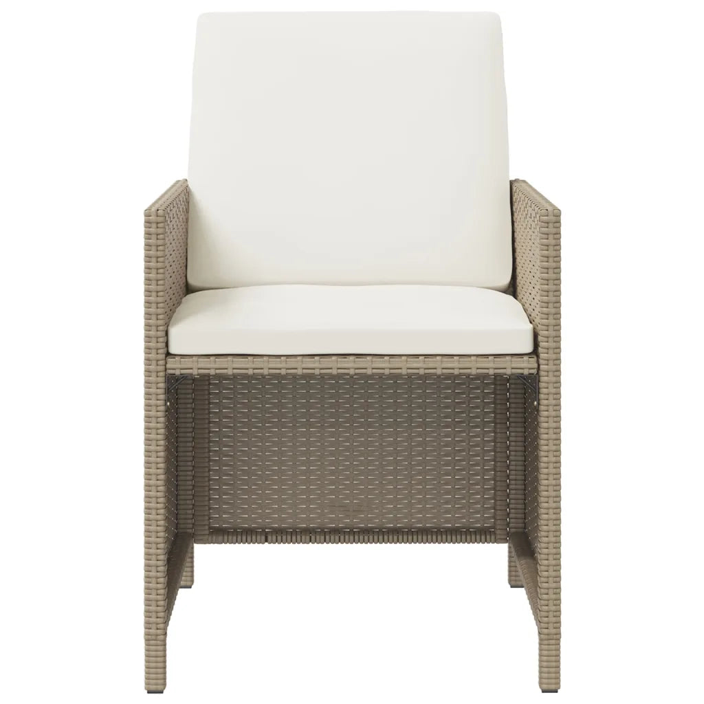 Set da Pranzo per Giardino 9pz con Cuscini in Polyrattan Beige cod mxl 38595