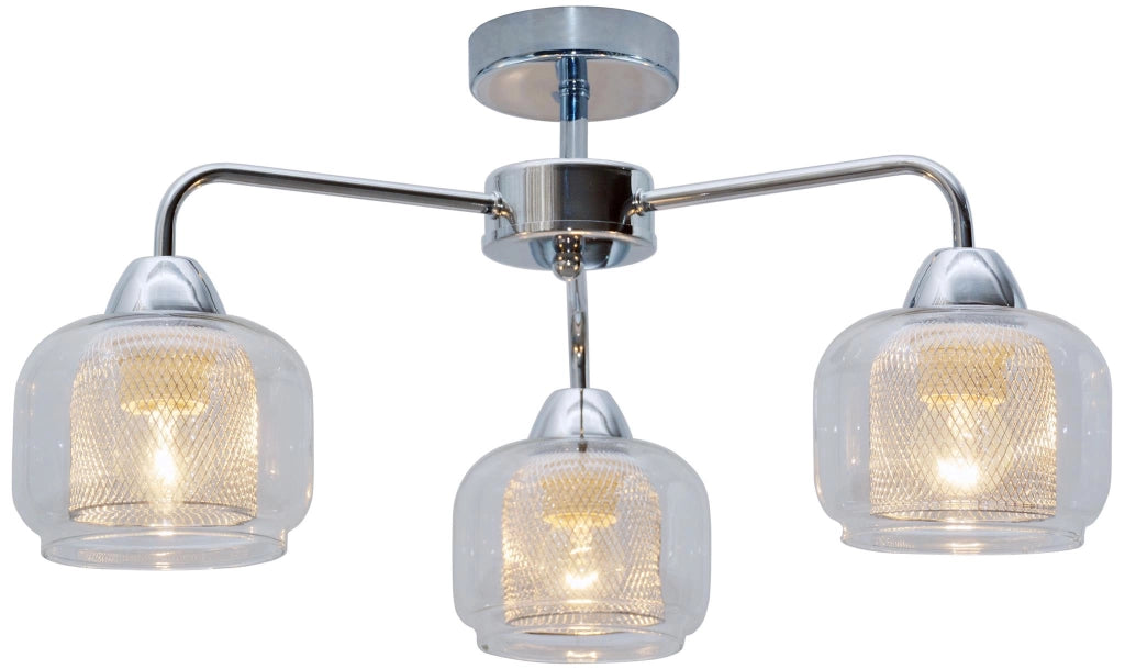 Plafoniera Candellux Ray 3xE14 cromo vetro 56cm trasparente