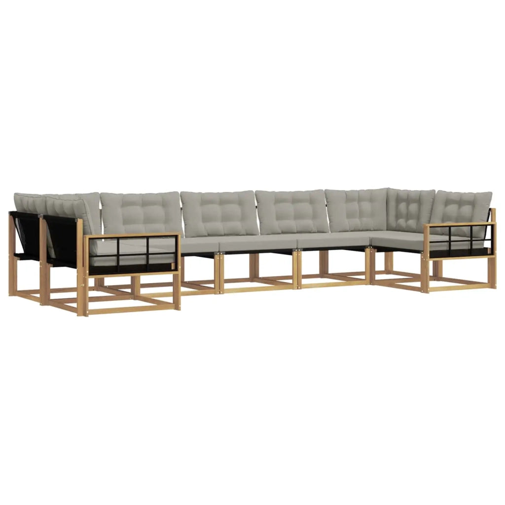Set di divani da esterno 7 pz Bianco e Grigio Chiaro 3389049