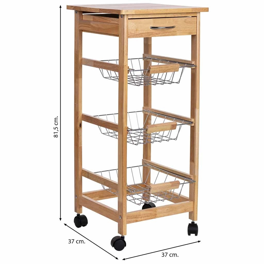 Carrello cucina in legno 37x37x81,5h cm marrone