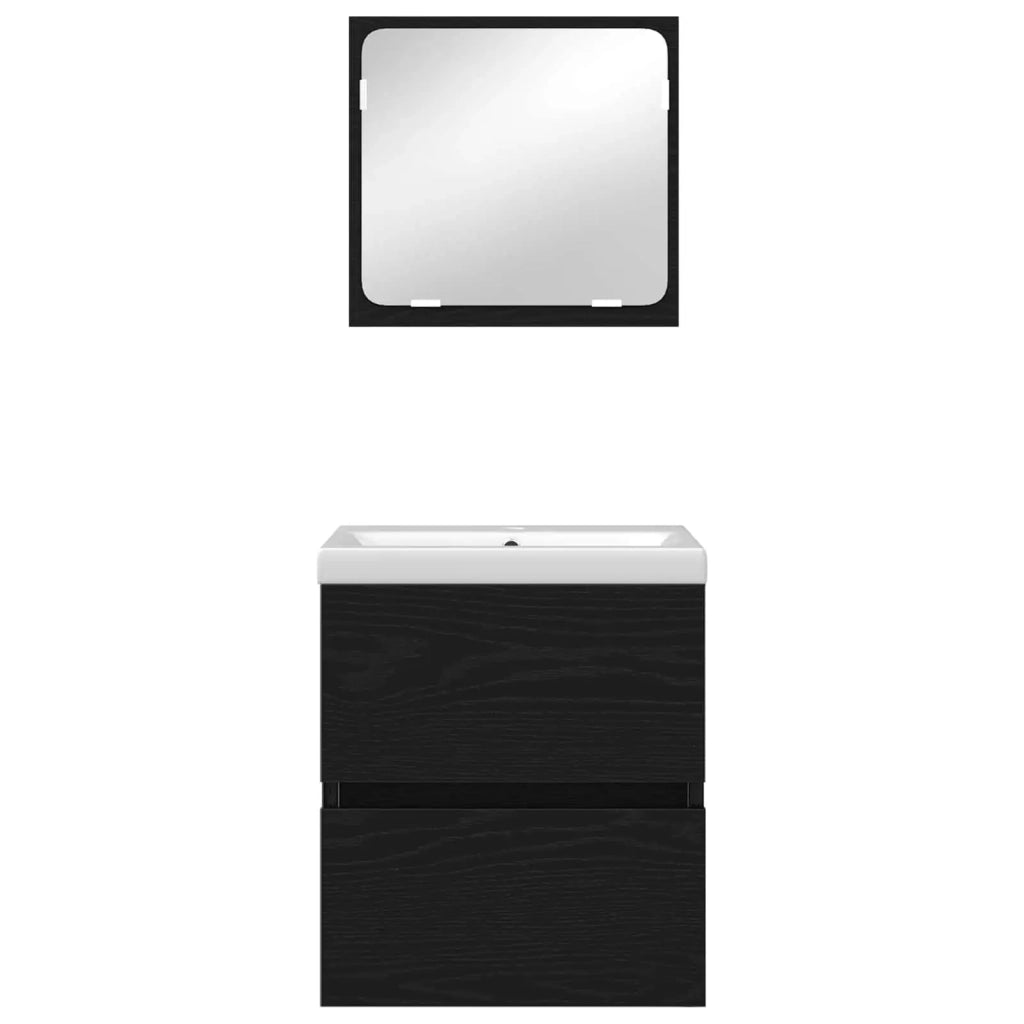 Set di mobili per il bagno 2 pcs Rovere Nero e Bianco 3393511