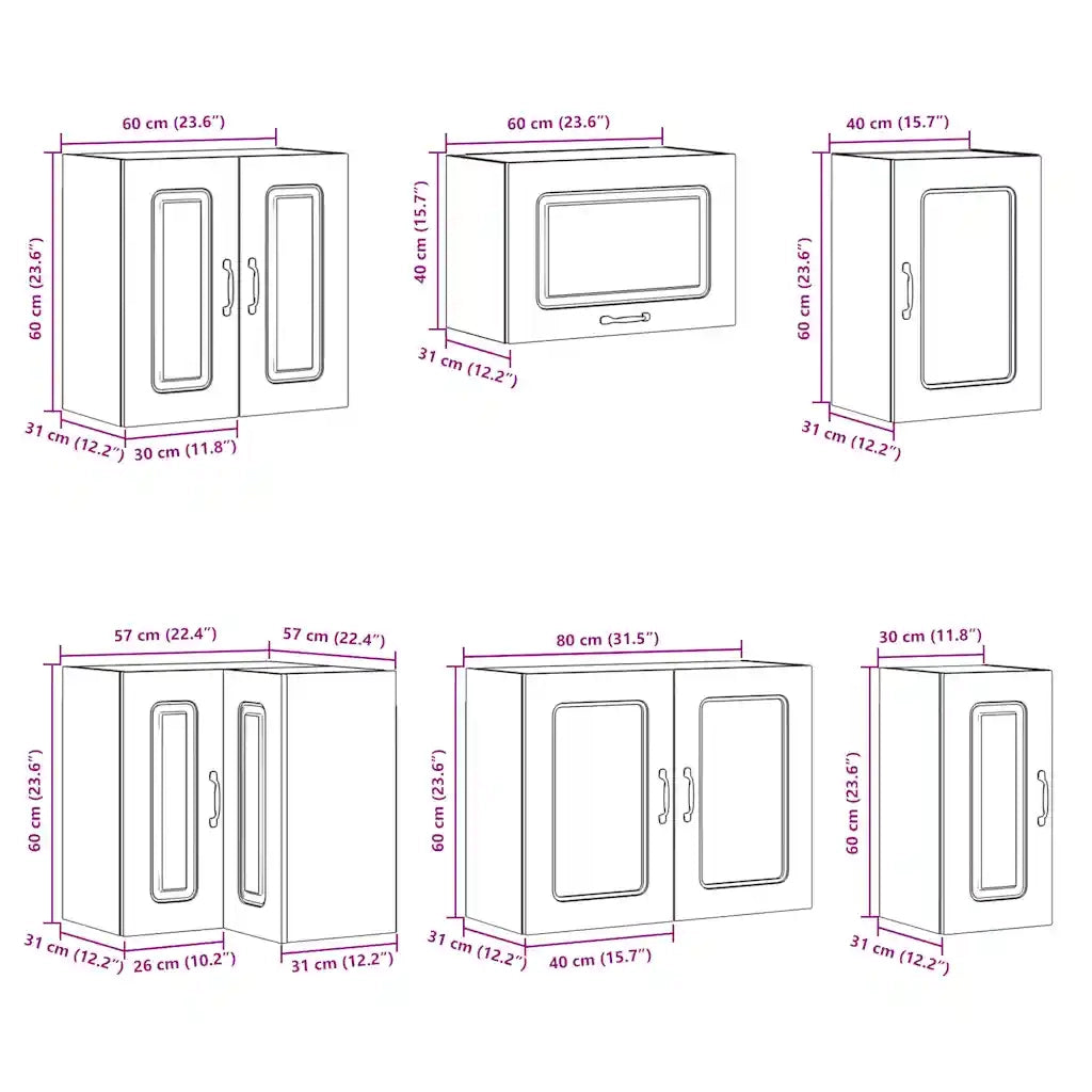 Set Mobili da Cucina 11 pz Lucca Grigio Sonoma in Truciolato 3314927