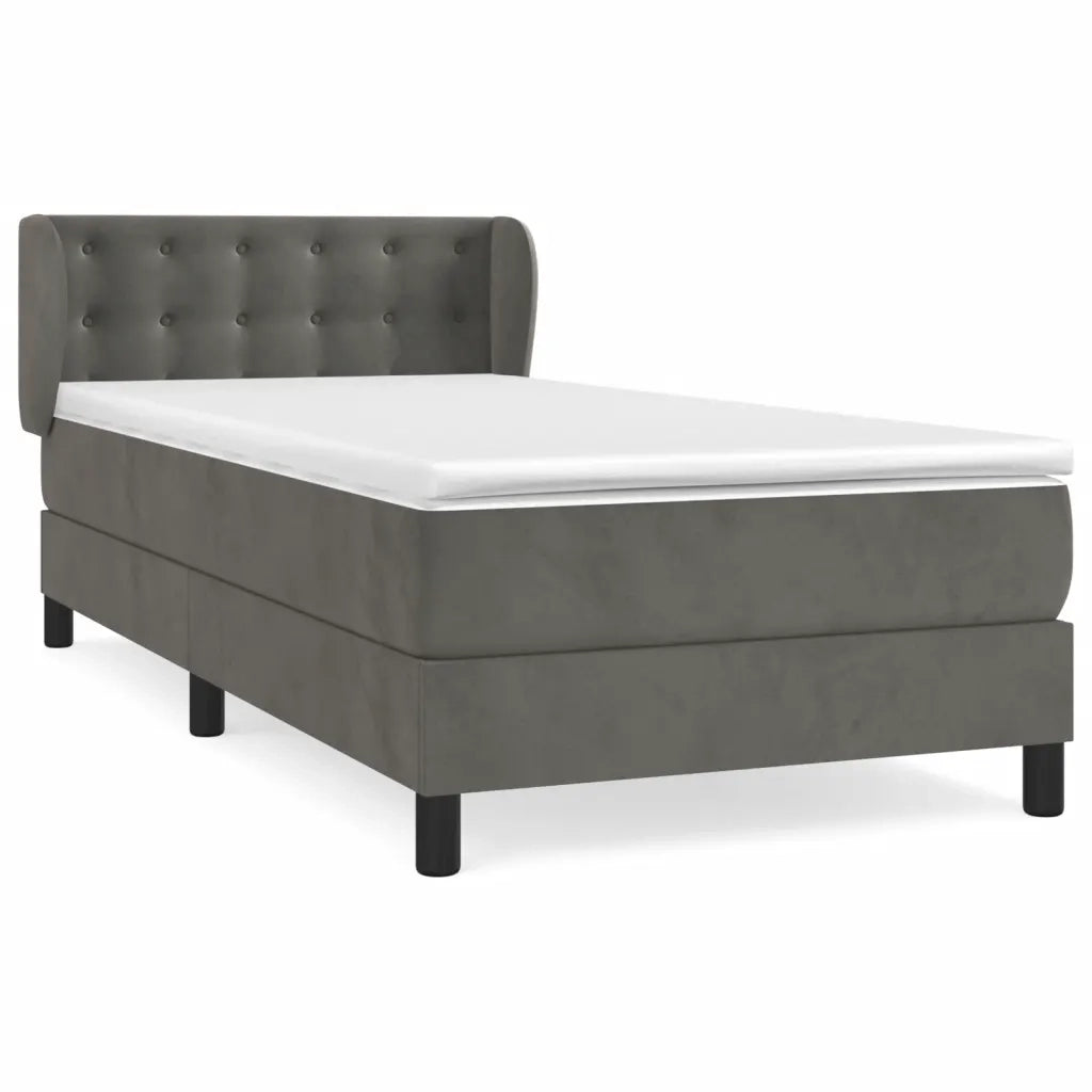 Giroletto a Molle con Materasso-Struttura Letto Grigio Scuro 90x190 cm Velluto 161088
