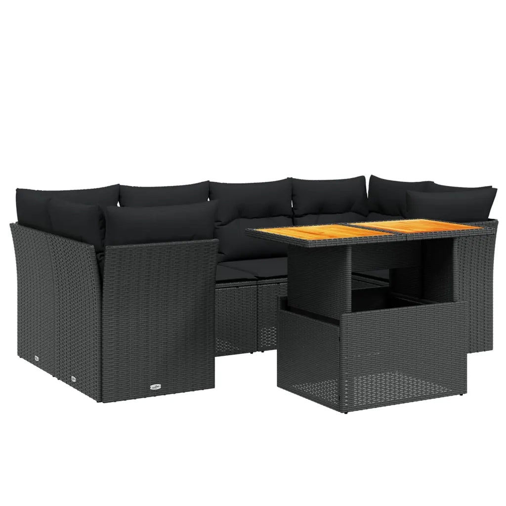 Set Divani da Giardino con Cuscini 7pz Nero Polyrattan 3270684