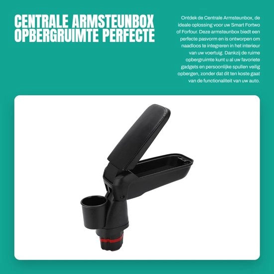 Supporto per braccio - Cassetto ampio/deep - Spazio di stoccaggio di alta qualità/materiale ABS - Adattamento perfetto - Utilizzo dello spazio ridotto - Adatto per Smart Fortwo/Forfour 453 15-19 - Cassetto di stoccaggio