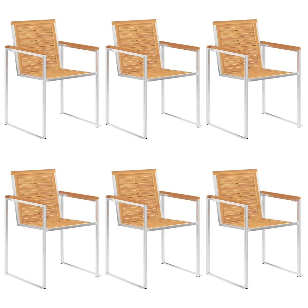 Sedie da Giardino con Cuscini 6 pz in Legno Massello di Teak 3078581