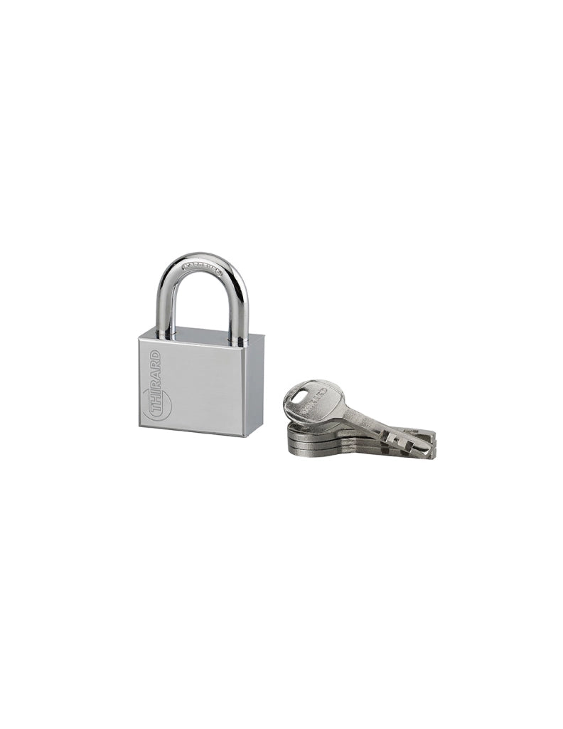 Lucchetto di sicurezza Disk, 4 chiavi reversibili, 40mm, arco in acciaio temprato nichelato, meccanismo a dischi - THIRARD
