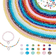 Collana a 24 fili - 6 stili - Facette in vetro - Dimensioni 4x3mm/6x5mm/8x6mm - Quantità sufficiente - Adatto per la creazione di gioielli