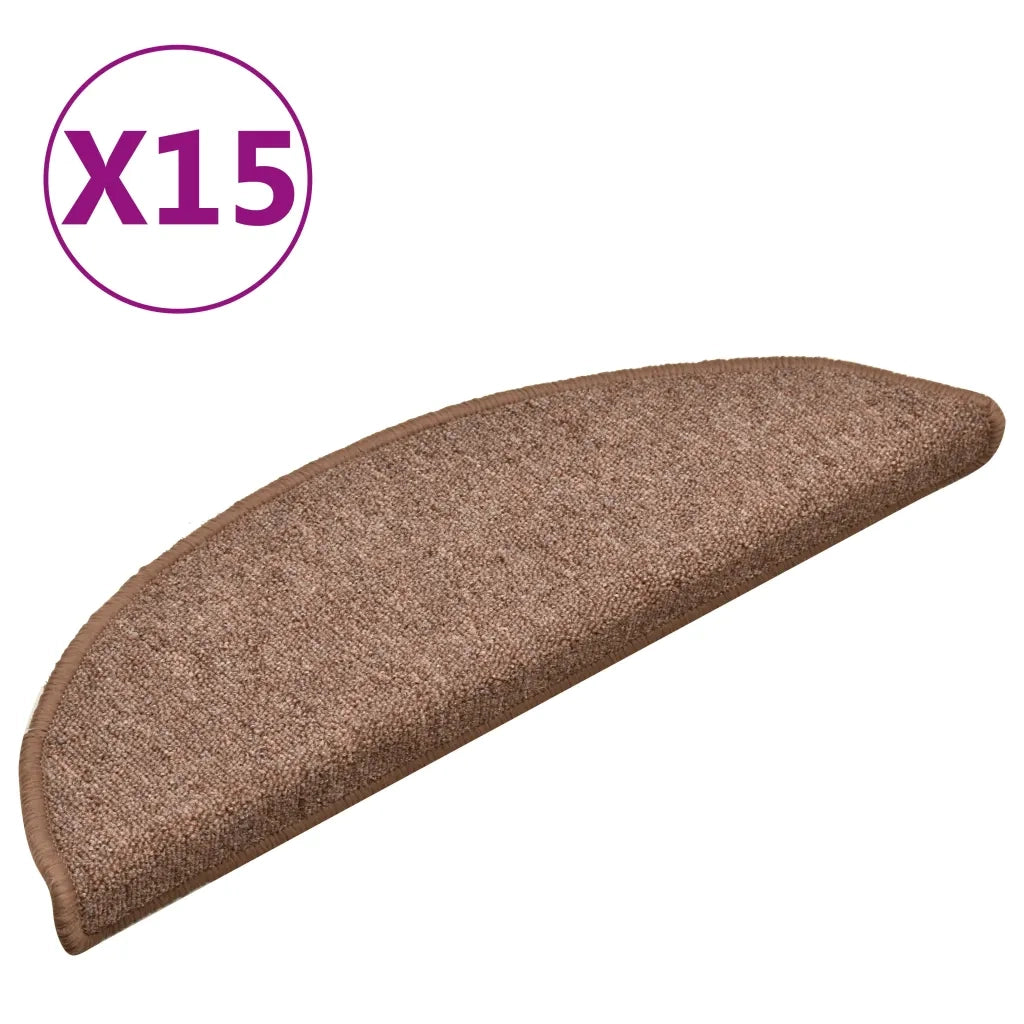 Tappetini per Scale 15 pz | Gradini per Scale Marroni 56x17x3 cm
