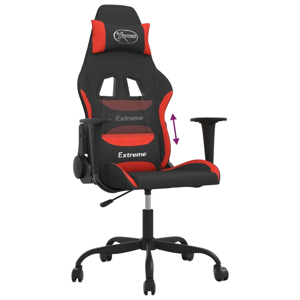 vidaXL Sedia da Gaming Rosso e Nero in Tessuto