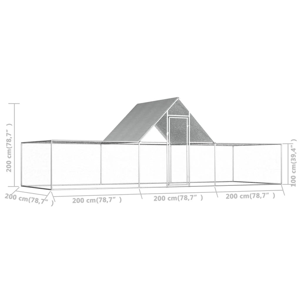 Pollaio 6 x 2 x 2 m con tetto impermeabile acciaio zincato 02_0001719