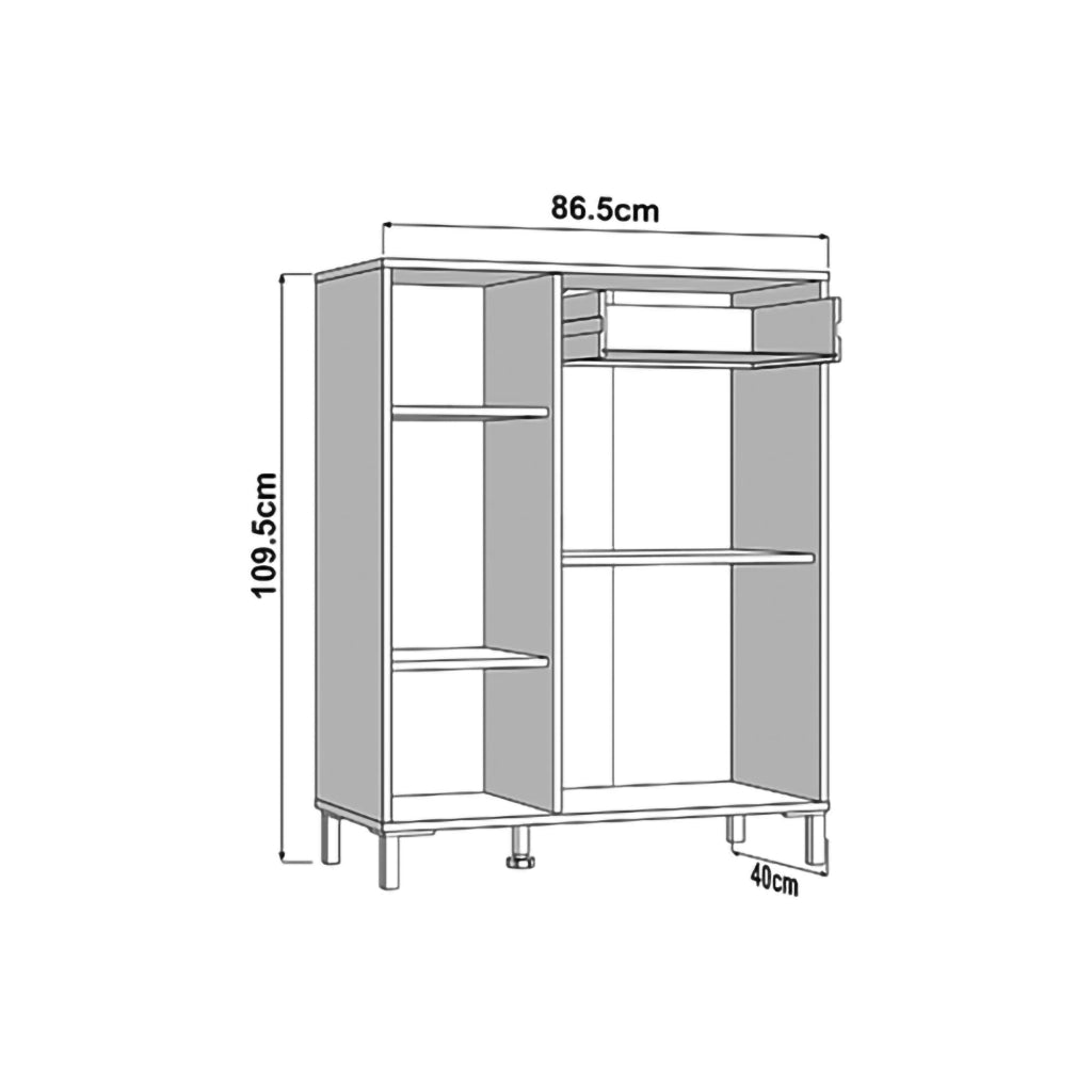 Hanga, Mobile da Ingresso un Cassetto, 87x40x110h cm Marrone Rovere Nodi