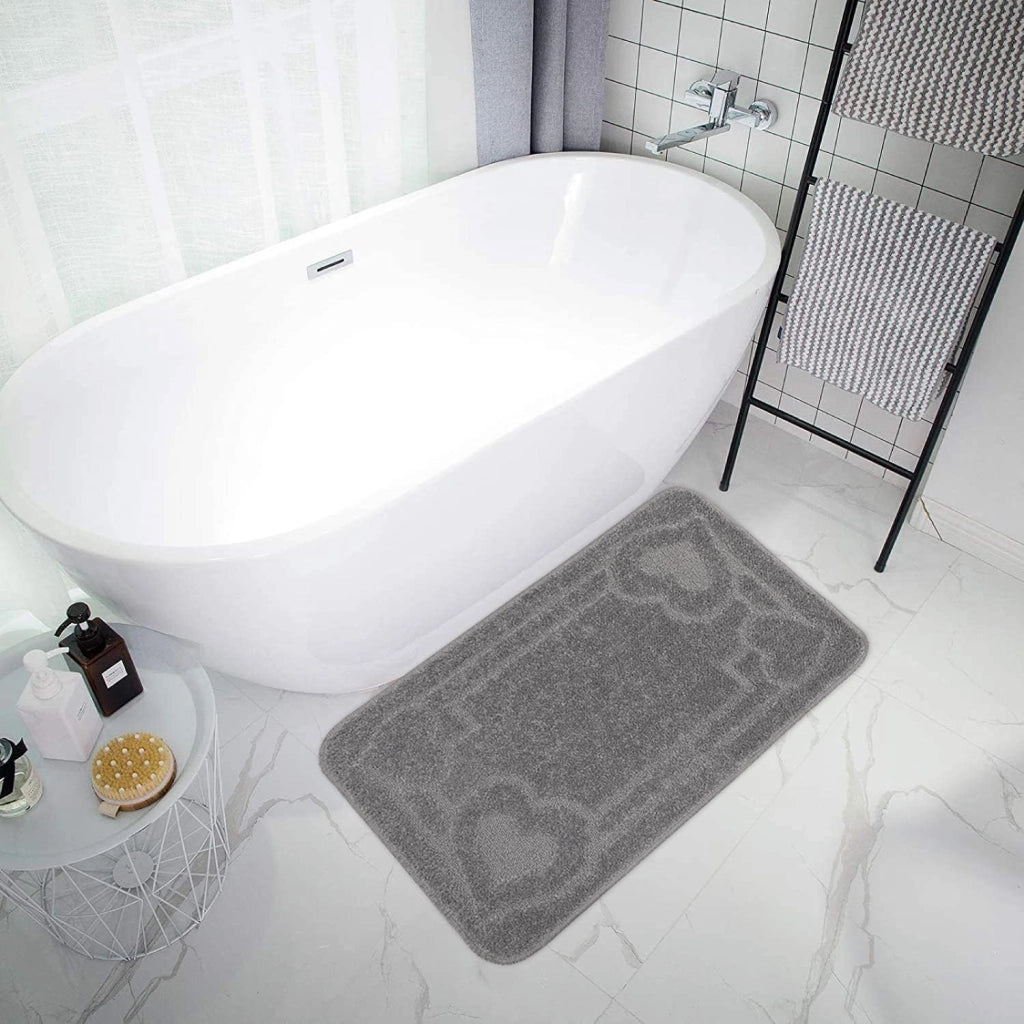 Tappeto Bagno 50x110 cm Tinta Unita Antiscivolo Assorbente Camera Letto Made In Italy Grigio