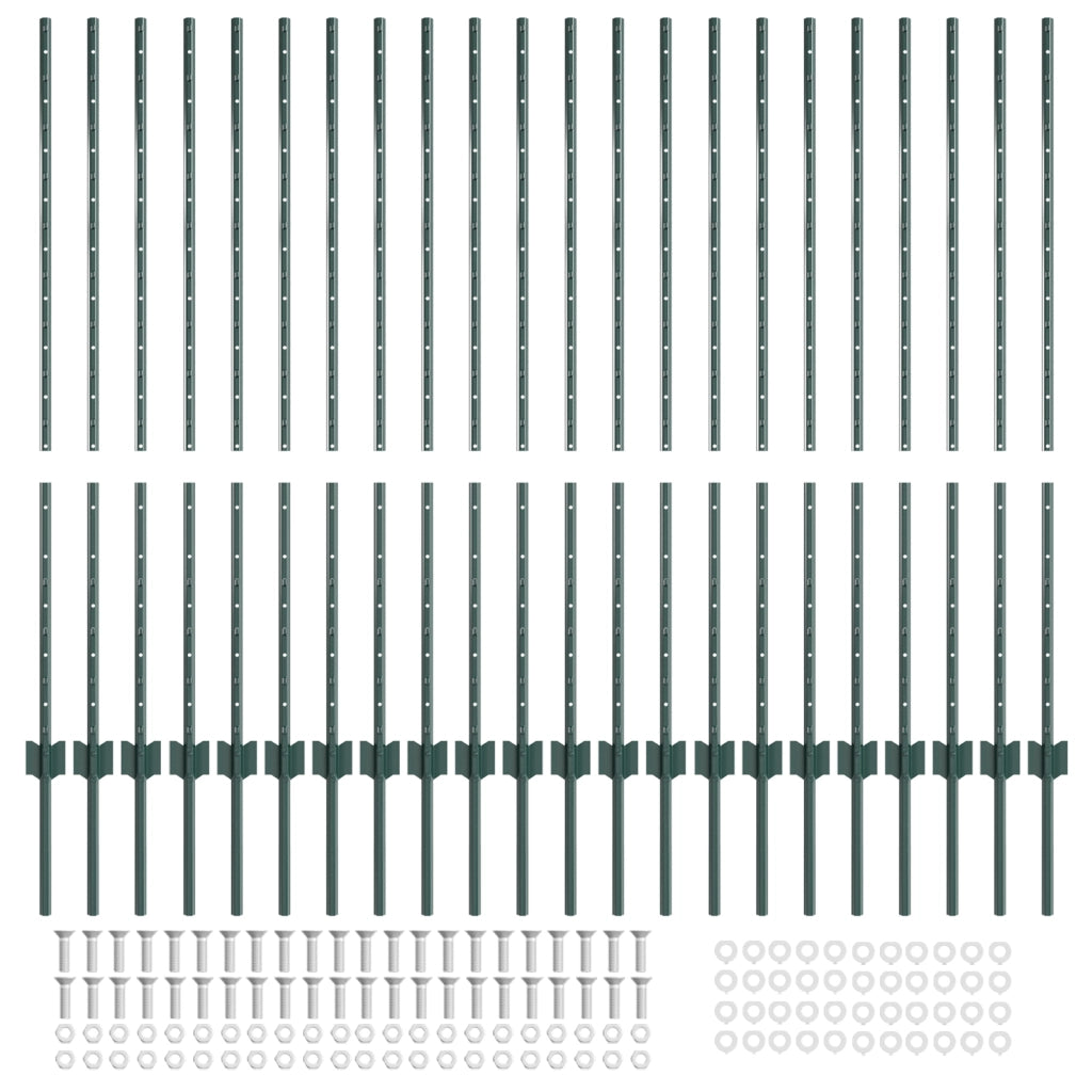 pali per recinzione 22 pcs U-Channel Verde 160 cm Acciaio
