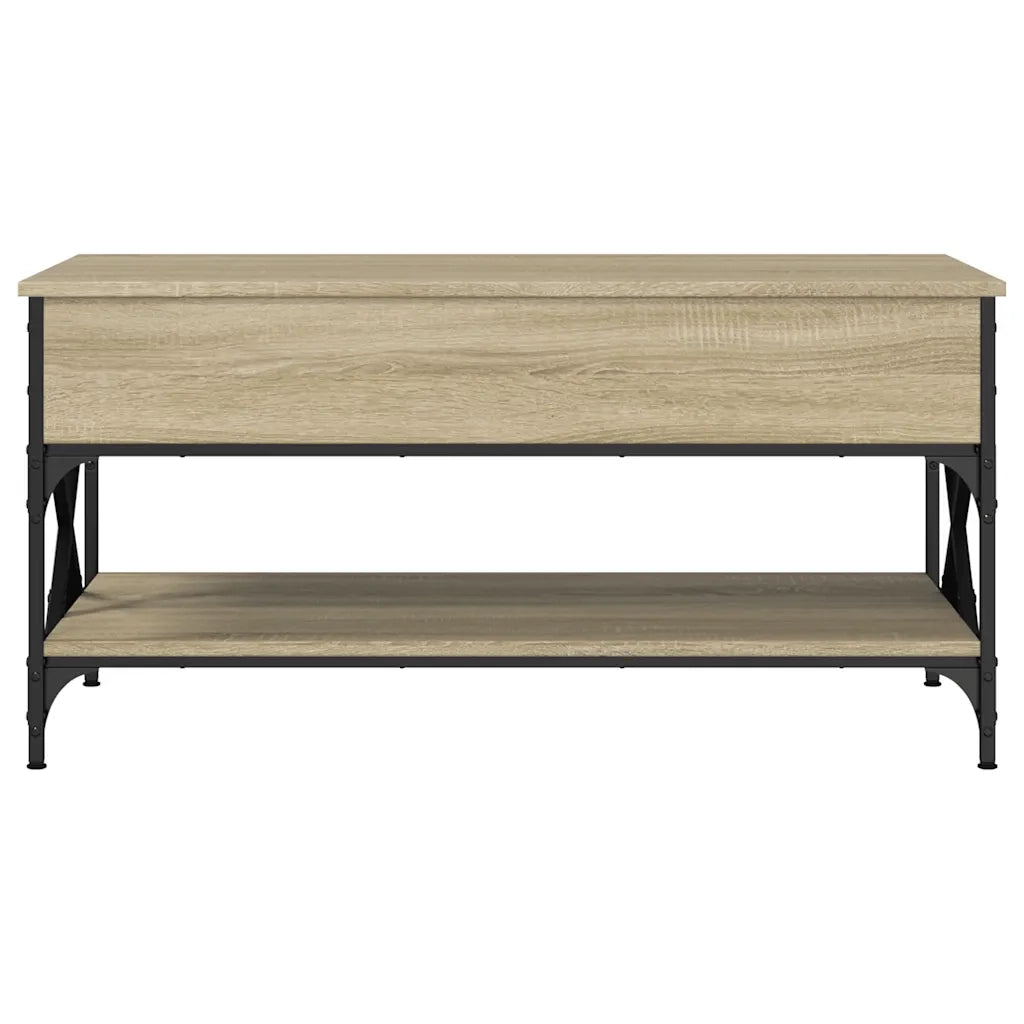 Tavolino Salotto-Tavolino da soggiorno-Tavolo Rovere Sonoma 100x50x50 cm Multistrato Metallo