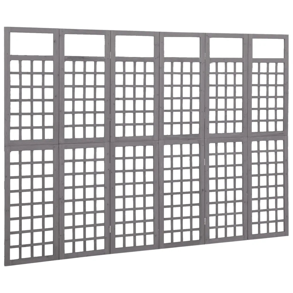 Divisorio Ambienti | Divider per stanze | Paravento a 6 Pannelli in Legno di Abete Grigio 242,5x180 cm