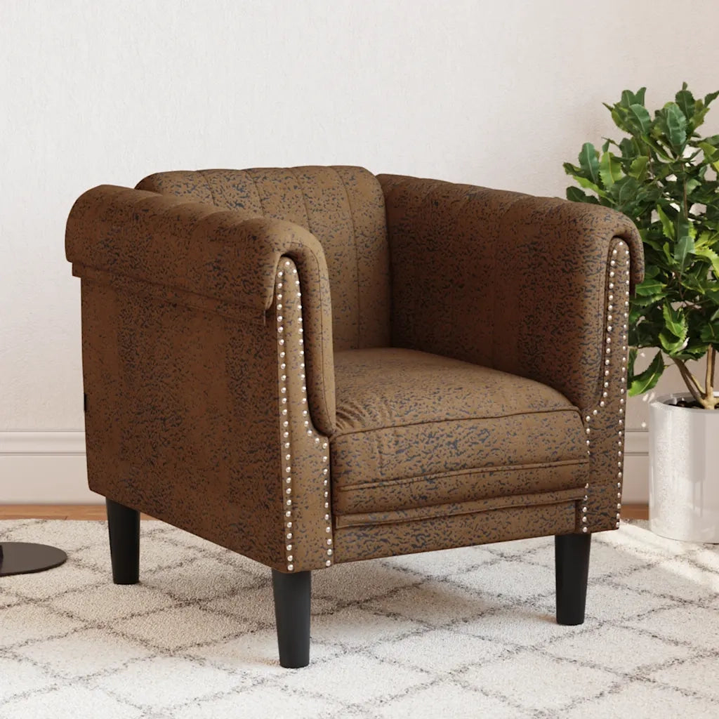 Poltrona-Divano Sedia-Poltroncina Marrone in Similpelle Scamosciata 462850