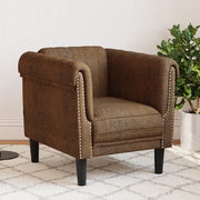 Poltrona-Divano Sedia-Poltroncina Marrone in Similpelle Scamosciata 462850