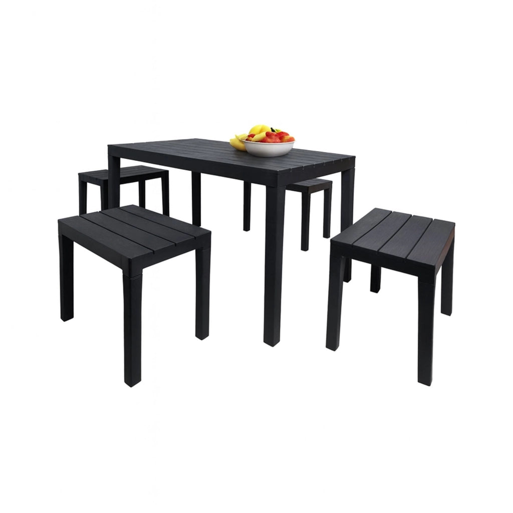 Salottino Outdoor Asta, set Salotto da Esterno 4 Posti Made in Italy, Nero Antracite