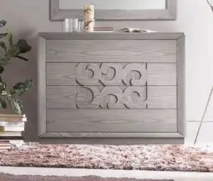 Comò moderno mod Adele in legno di frassino color grigio anticato