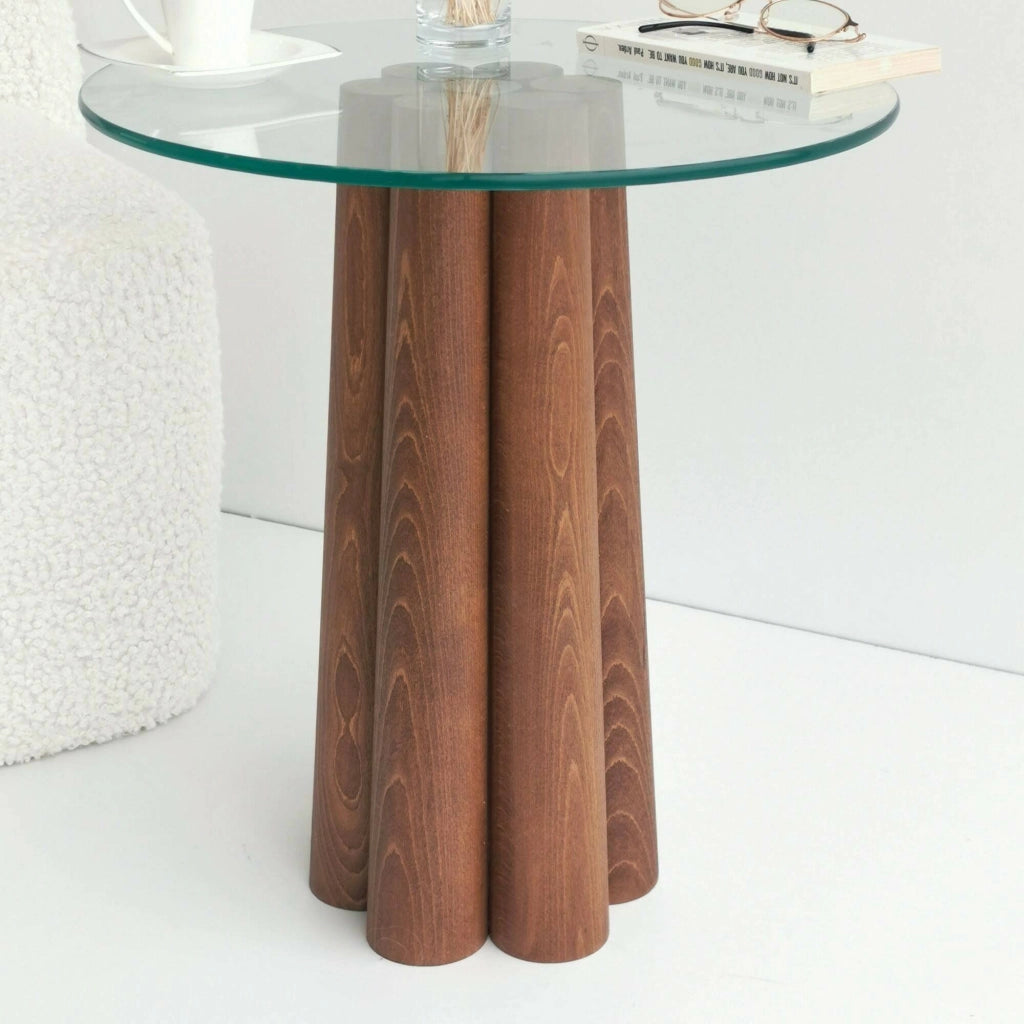 Brasilia, Tavolino da Salotto Forma Rotonda, 45x50x50h cm Marrone Noce