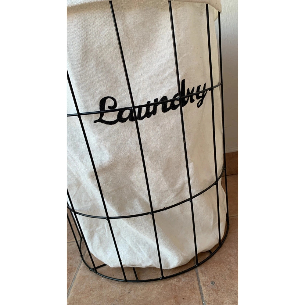 Trade Shop - Cesto Contenitore Porta Biancheria Tessuto Con Struttura In Metallo Bagno 10629 -