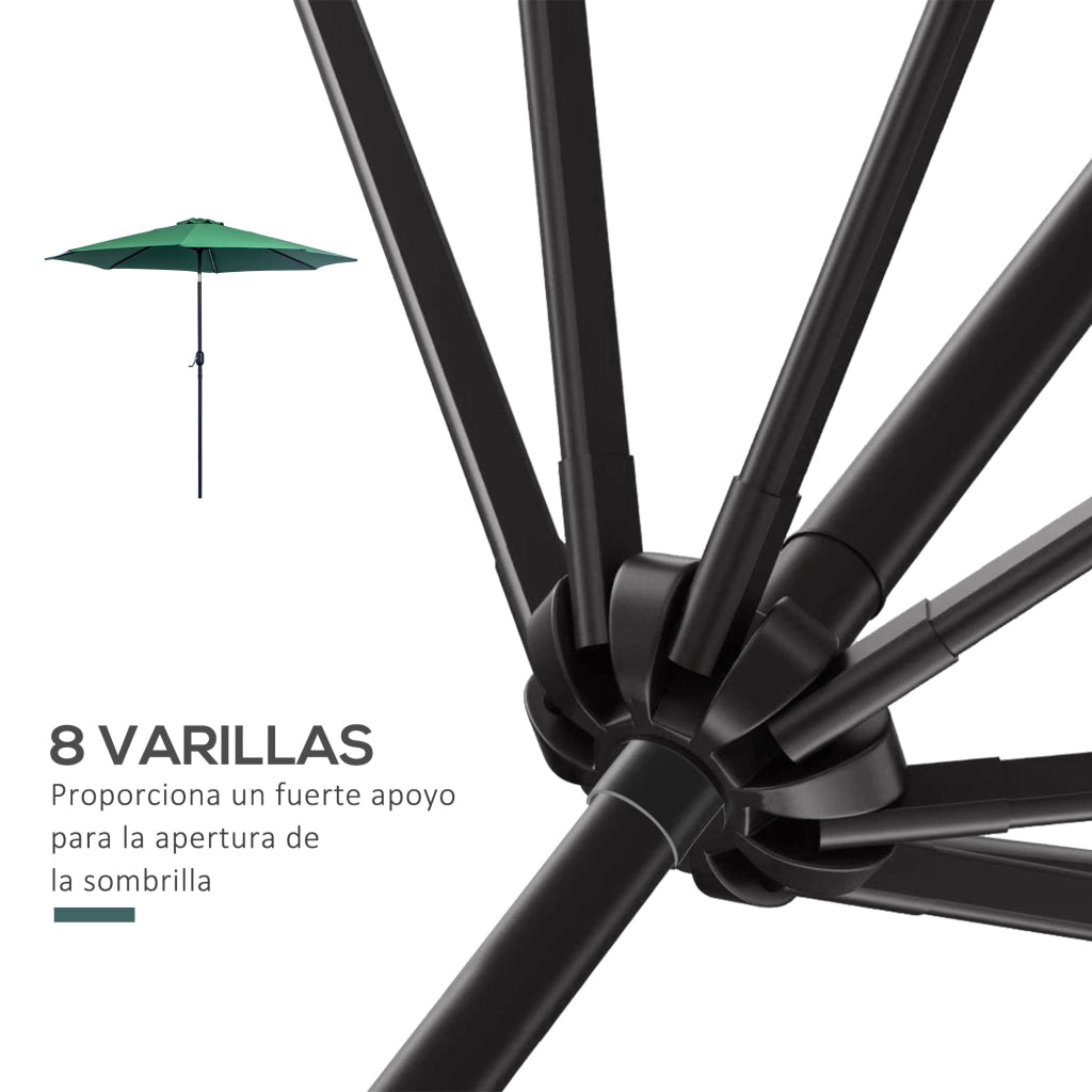 Ombrellone da Giardino con Manovella ¨C Xylo ¨C ?295 cm Verde Inclinabile