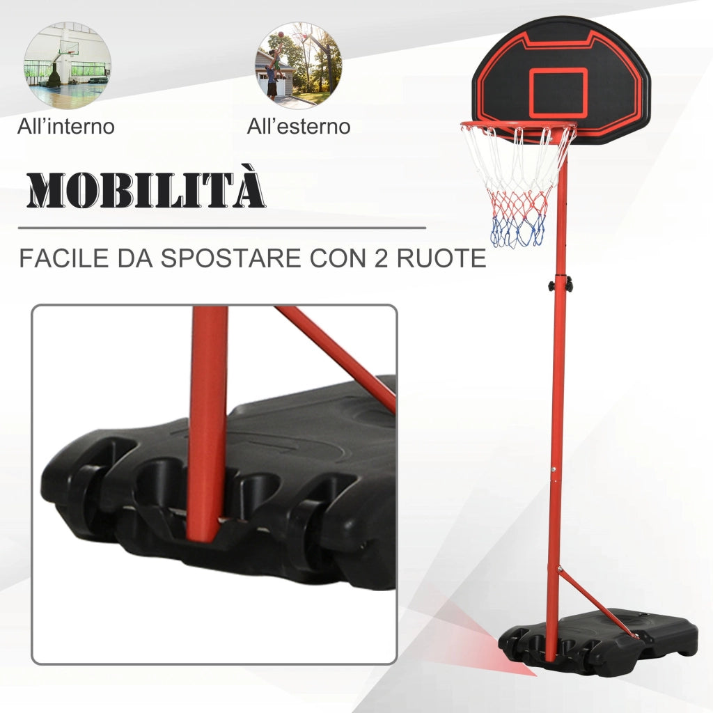 EasyComfort Canestro Portatile Canestro Basket da Esterno con Altezza Regolabile 193.5-248.5cm e Base da Riempire con Acqua o Sabbia, in Acciaio e Nylon 73x49x194-249cm