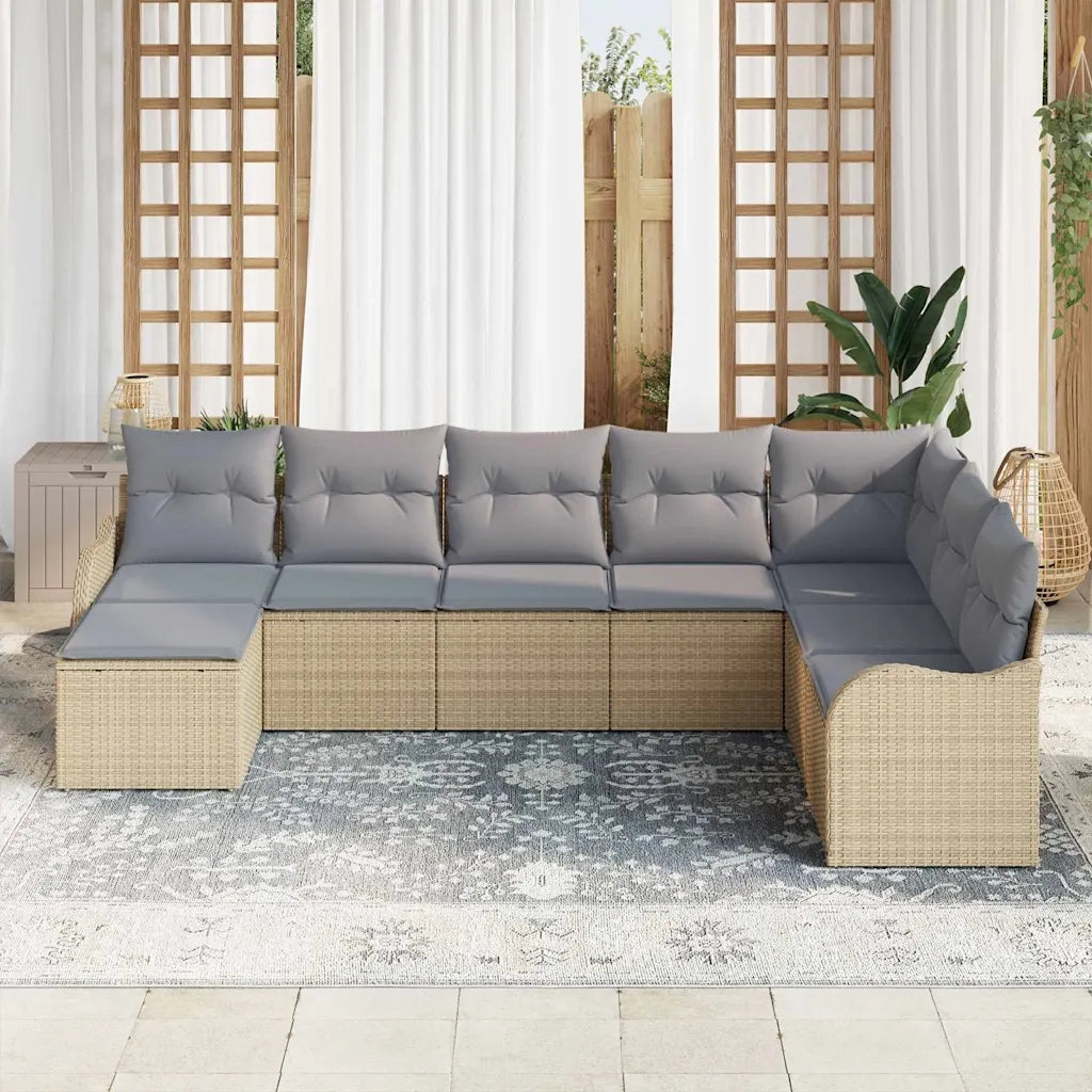 Set Divano da Giardino 8 pcs beige e grigio chiaro Poly Rattan 3354489