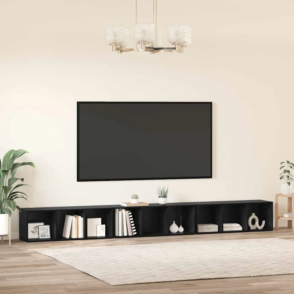 Set mobile TV 3 pcs Rovere Nero 37 x 35 x 107 cm