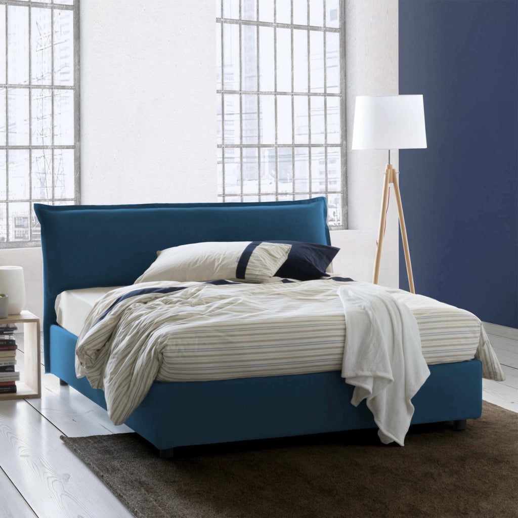 Letto Matrimoniale Amilcaren, Letto Matrimoniale Materasso Incluso Made in Italy, blu