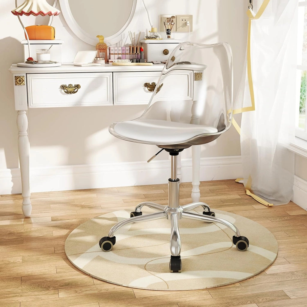 Sedia da Scrivania Ergonomica, Altezza Regolabile | Sedia da Ufficio Girevole, Seduta Imbottita, Sgabello senza Braccioli, con Ruote, Portata 150 kg, per Casa e Studio