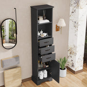 Mobile bagno alto nero in MDF laccato con 3 cassetti e ripiani regolabili
