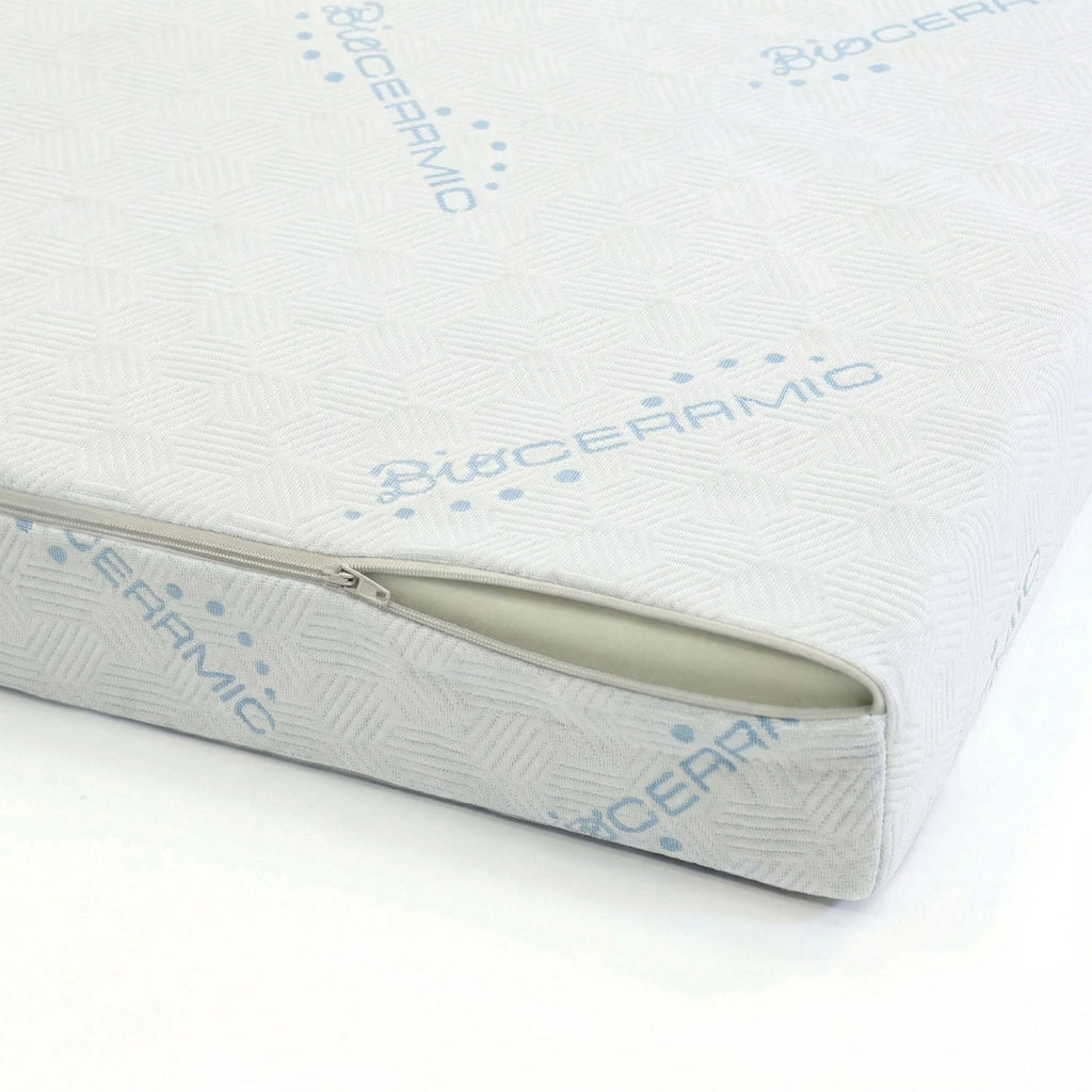 Topper Memory Con Fodera Matrimoniale 160x190 cm in Poliestere e Bioceramica Bianco