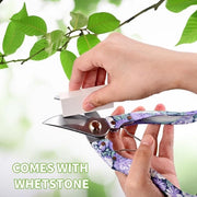 Serra per giardino, serra per prato, lame in acciaio inossidabile, serra per rose 204 mm con pietra di ritaglio, serra per piante nera, manico ergonomico, per il giardinaggio e la potatura fiori, diametro massimo di taglio 50 mm