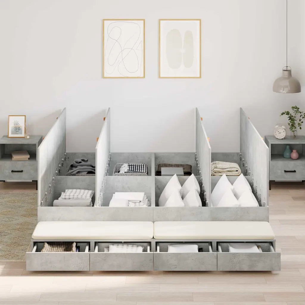 Struttura letto con contenitore con porta Grigio cemento 180 cm 3335664